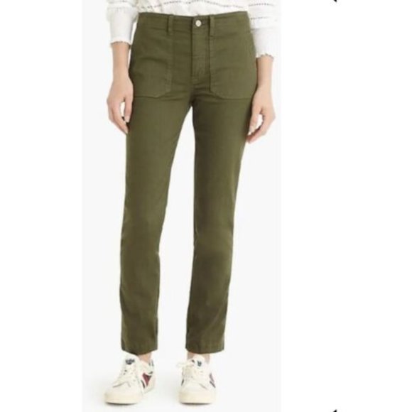 J. Crew Pants - J. Crew Vintage Straight Cargo Pant in Olive Slub Sateen